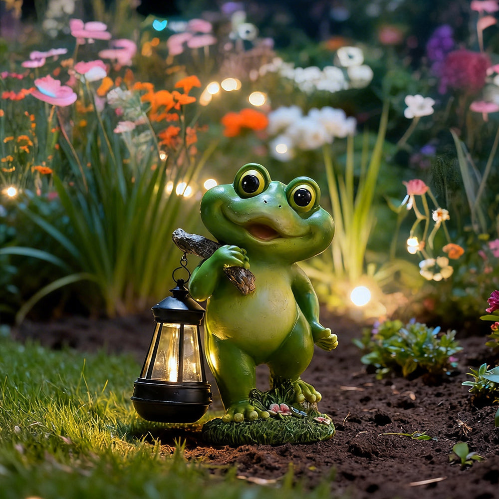 Solar LED Frog Garden Decor Funny Yard Statue Gift for Women
